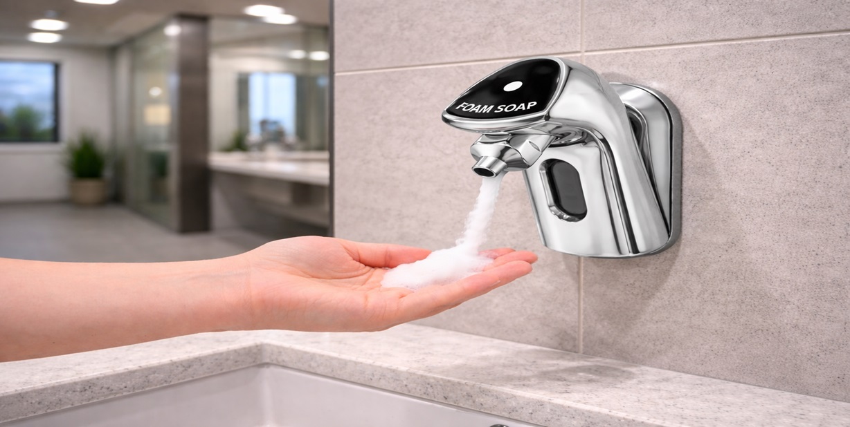 Commercial Soap Dispenser Countertop FS5146SDCDP by FontanaShowers for high-traffic commercial restroom vanities